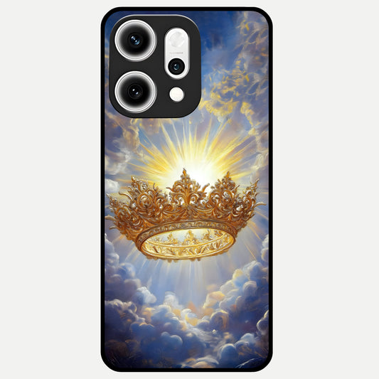 Heavenly Crown Light Glass Case For Oppo Reno 14 Pro back cover – full design glossy printed glass finish