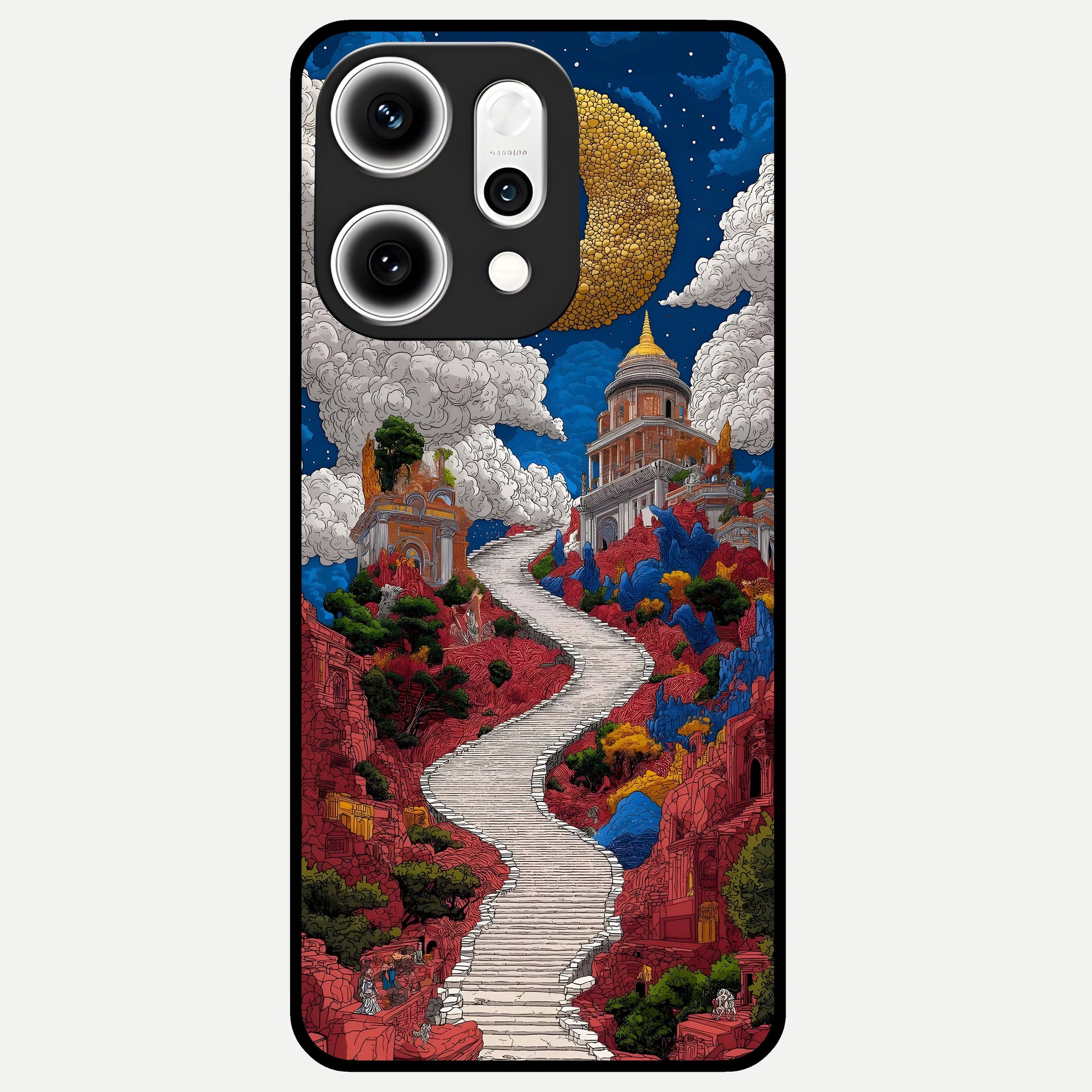  Heavenly Moon Path Glass Case For Oppo Reno 14 Pro back cover – full design glossy printed glass finish