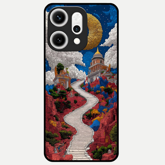  Heavenly Moon Path Glass Case For Oppo Reno 14 Pro back cover – full design glossy printed glass finish