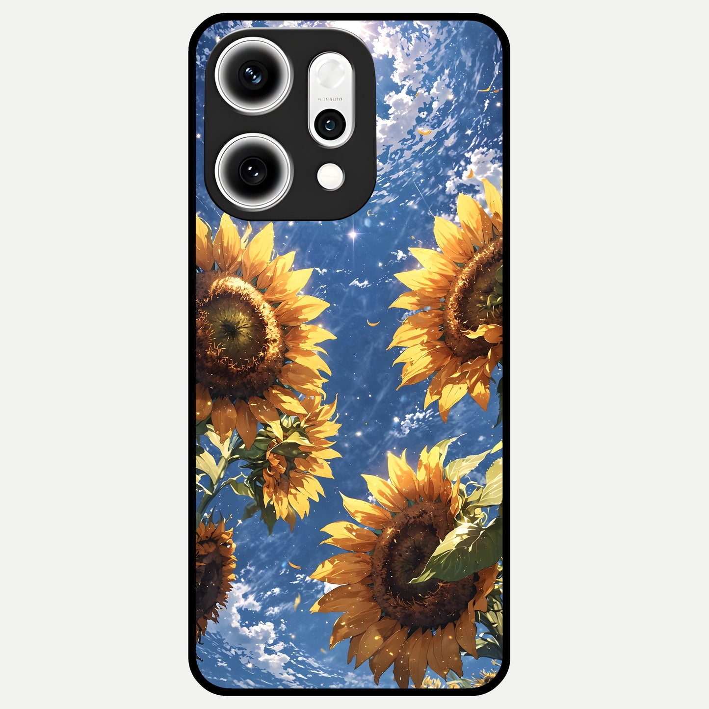  Heavenly Sunflower Rise Glass Case For Oppo Reno 14 Pro back cover – full design glossy printed glass finish