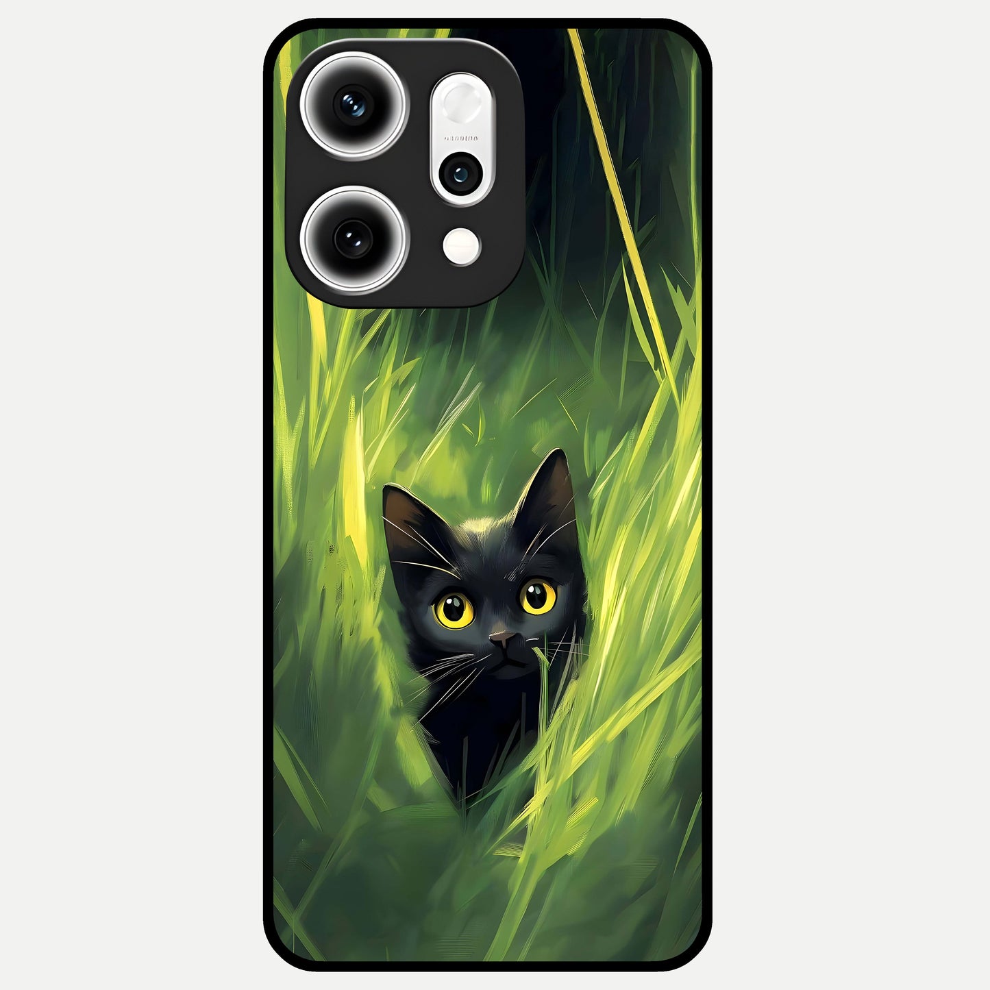  Hidden Cat Whisper Glass Case For Oppo Reno 14 Pro back cover – full design glossy printed glass finish