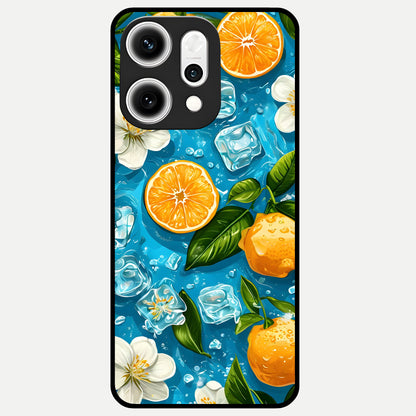  Ice Cube With Orange Glass Case For Oppo Reno 14 Pro back cover – full design glossy printed glass finish
