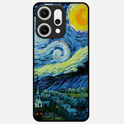  Inspired Van Gogh Art Glass Case For Oppo Reno 14 Pro back cover – full design glossy printed glass finish