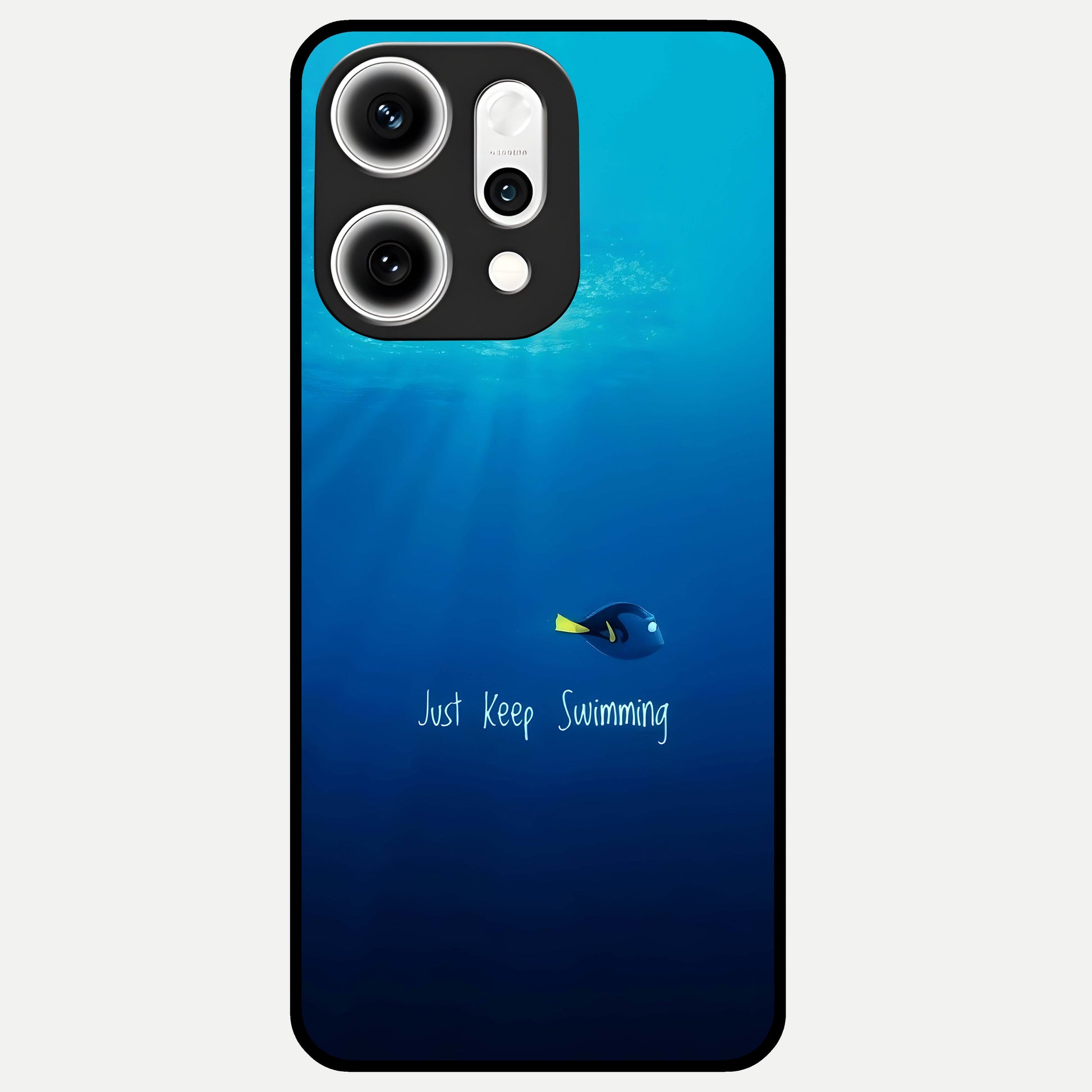  Just Keep Swimming Glass Case For Oppo Reno 14 Pro back cover – full design glossy printed glass finish