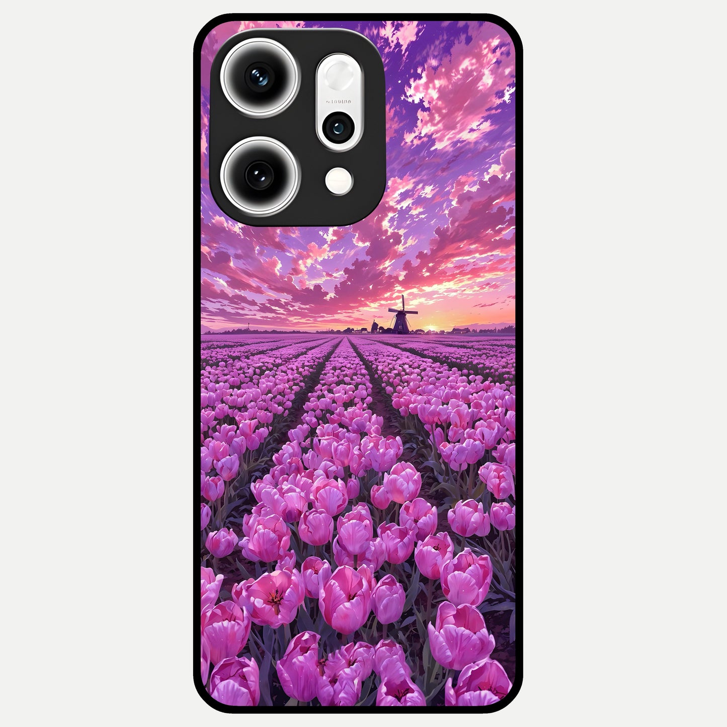  Lavender Dream Skies Glass Case For Oppo Reno 14 Pro back cover – full design glossy printed glass finish
