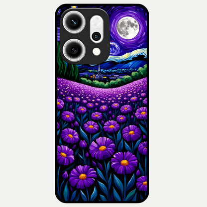  Lavender Moon Field Glass Case For Oppo Reno 14 Pro back cover – full design glossy printed glass finish