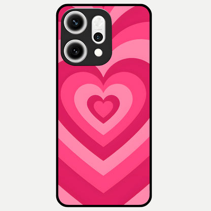  Layered Love Hearts Glass Case For Oppo Reno 14 Pro back cover – full design glossy printed glass finish