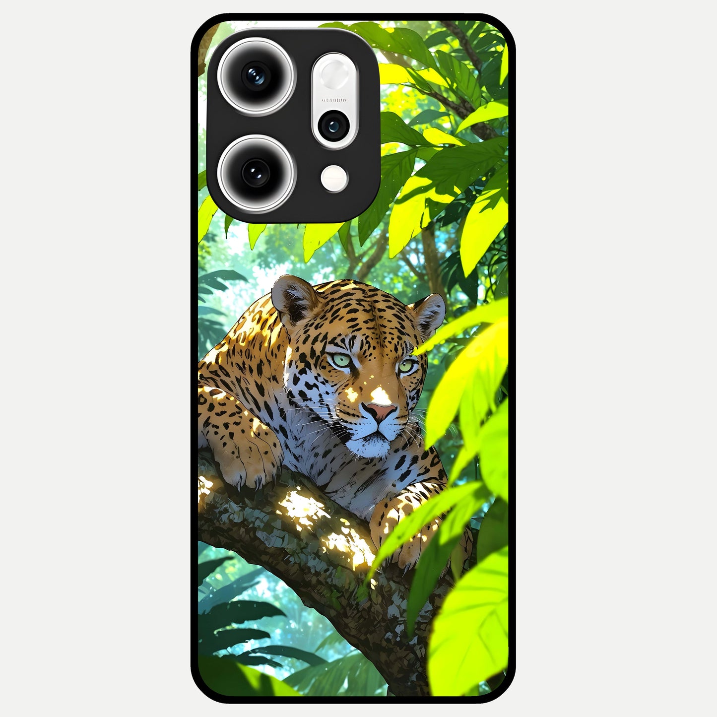  Leopard in Jungle Glass Case For Oppo Reno 14 Pro back cover – full design glossy printed glass finish