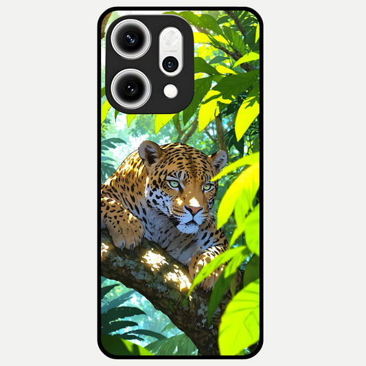  Leopard in Jungle Glass Case For Oppo Reno 14 Pro back cover – full design glossy printed glass finish