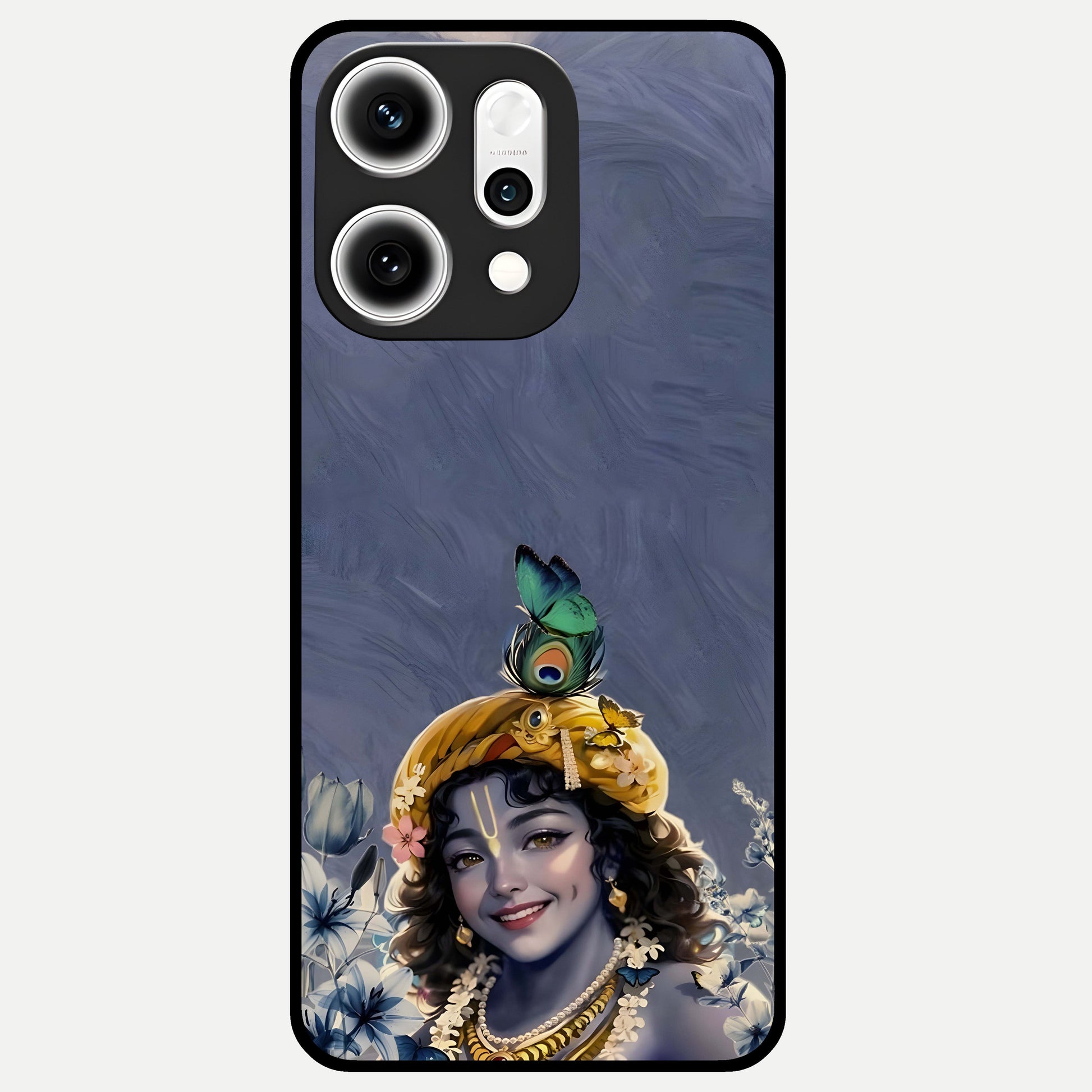  Lord Krishna Glass Case For Oppo Reno 14 Pro back cover – full design glossy printed glass finish
