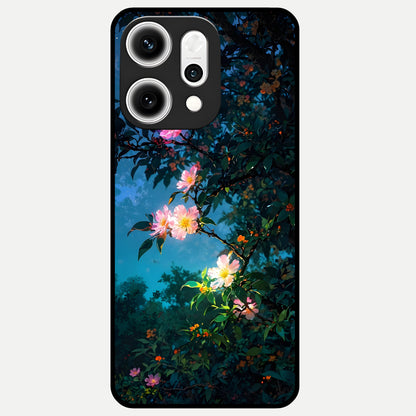  Midnight Bloom Glow Glass Case For Oppo Reno 14 Pro back cover – full design glossy printed glass finish