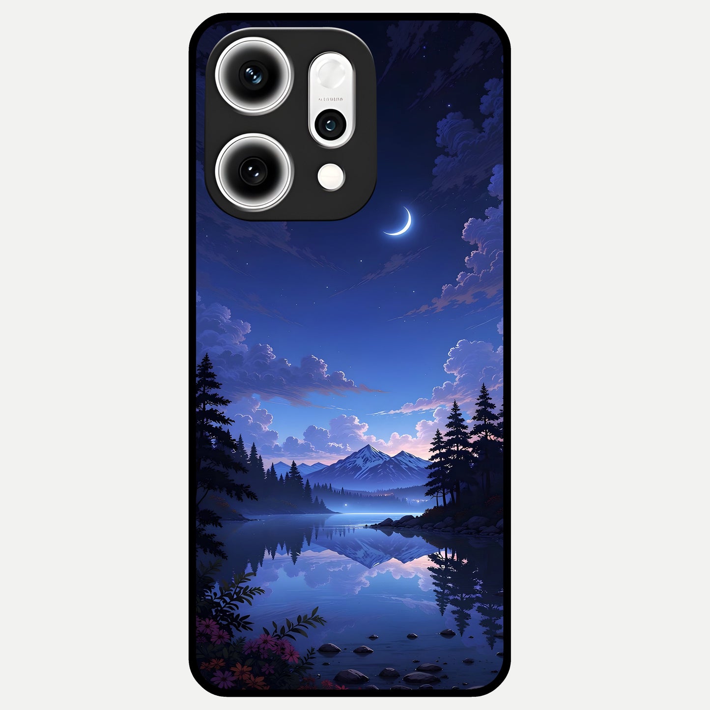  Midnight Lake Peace Glass Case For Oppo Reno 14 Pro back cover – full design glossy printed glass finish