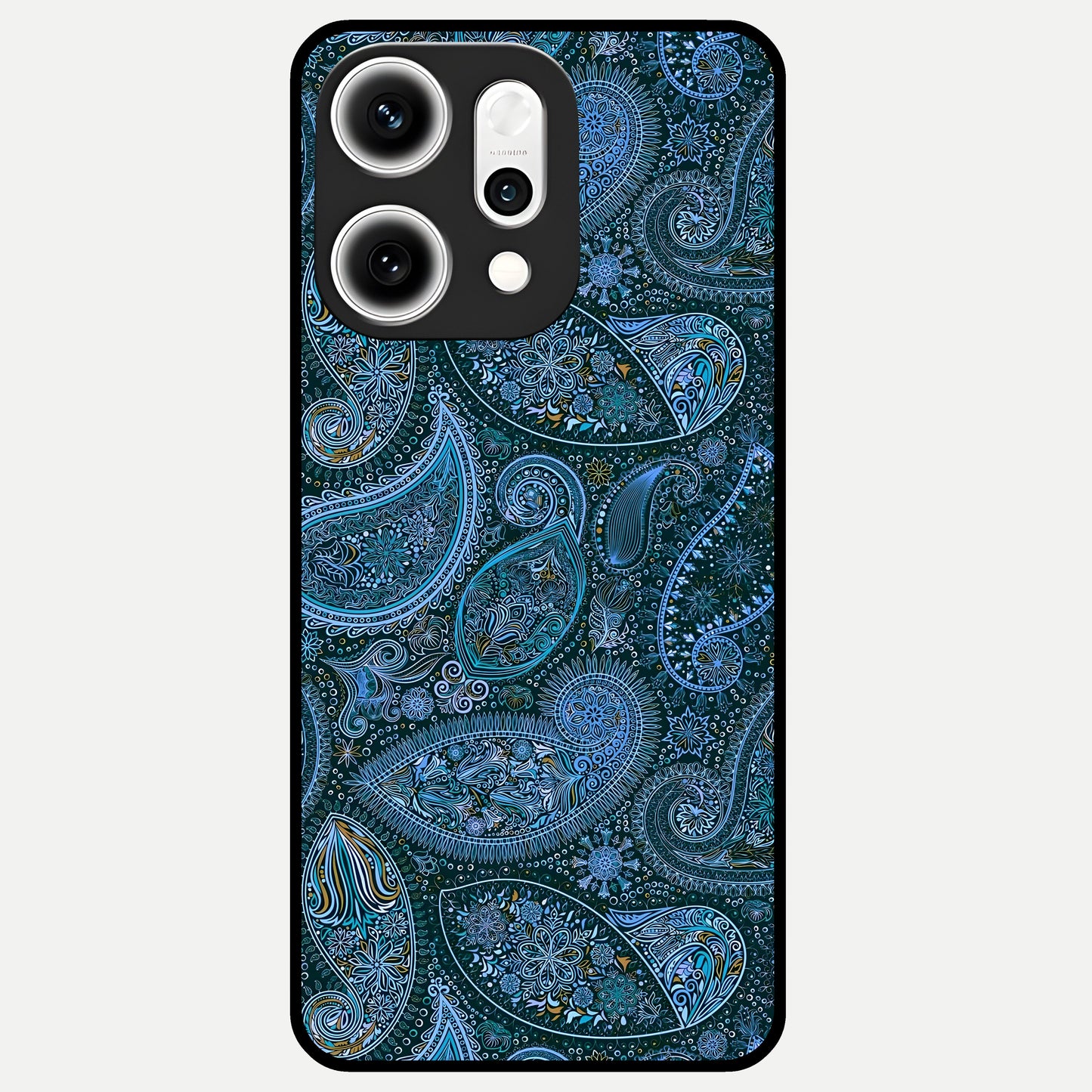  Midnight Paisley Glow Glass Case For Oppo Reno 14 Pro back cover – full design glossy printed glass finish