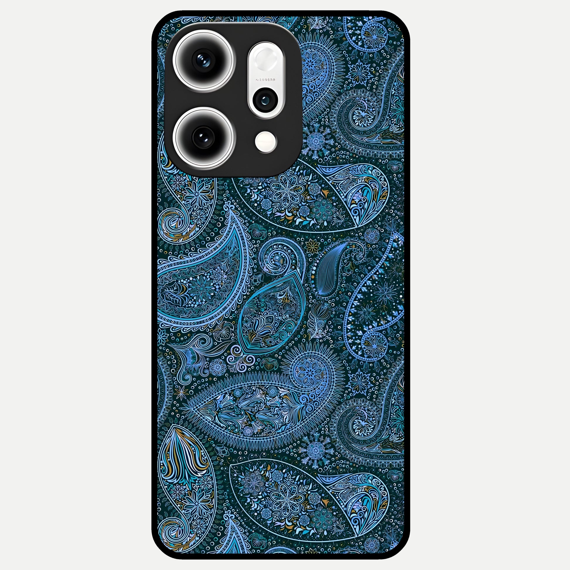  Midnight Paisley Glow Glass Case For Oppo Reno 14 Pro back cover – full design glossy printed glass finish