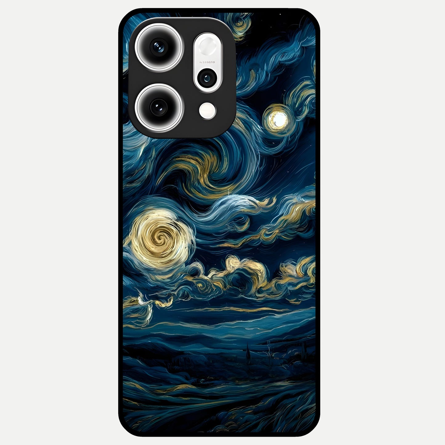  Midnight Sky Whirl Glass Case For Oppo Reno 14 Pro back cover – full design glossy printed glass finish
