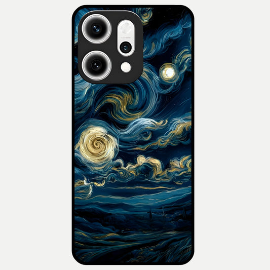  Midnight Sky Whirl Glass Case For Oppo Reno 14 Pro back cover – full design glossy printed glass finish