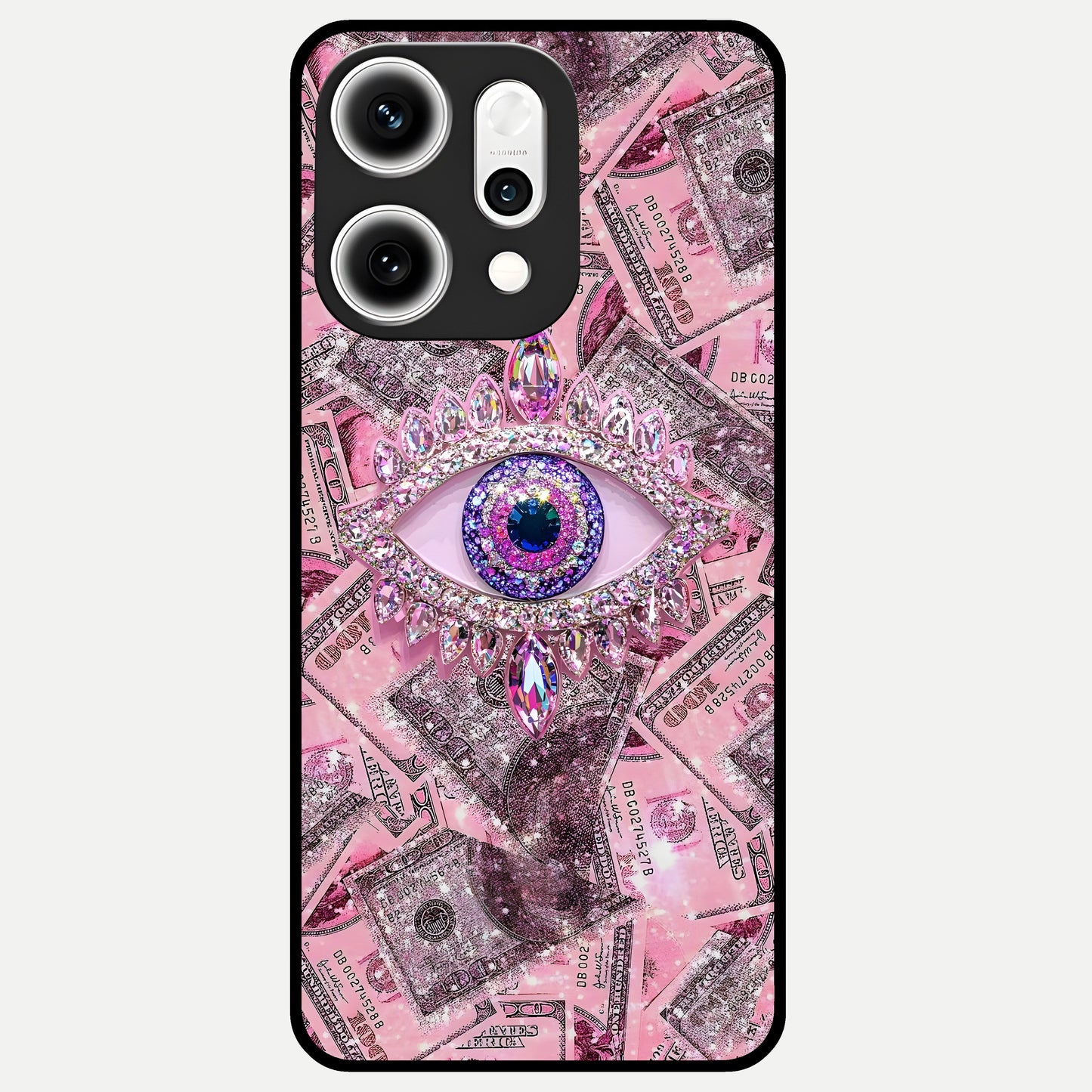  Money Eye Luxe Glass Case For Oppo Reno 14 Pro back cover – full design glossy printed glass finish