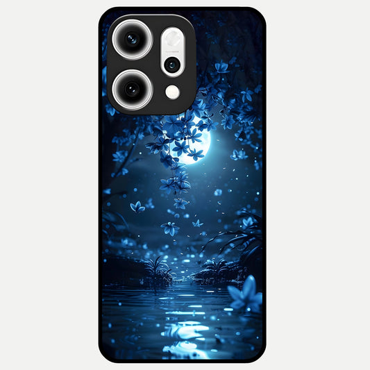  Moonlight Petal Dream Glass Case For Oppo Reno 14 Pro back cover – full design glossy printed glass finish