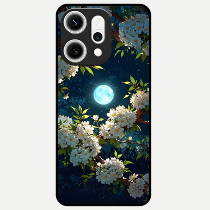  Moonlit Blossom Dream Glass Case For Oppo Reno 14 Pro back cover – full design glossy printed glass finish