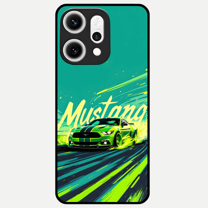  Mustang Bang Glass Case For Oppo Reno 14 Pro back cover – full design glossy printed glass finish