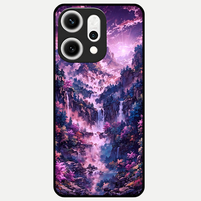  Mystic Cascade Peaks Glass Case For Oppo Reno 14 Pro back cover – full design glossy printed glass finish