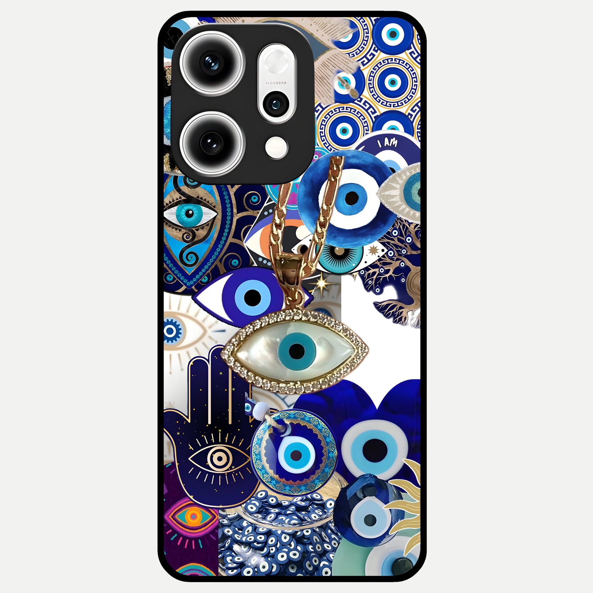  Mystic Charm Eye Glass Case For Oppo Reno 14 Pro back cover – full design glossy printed glass finish