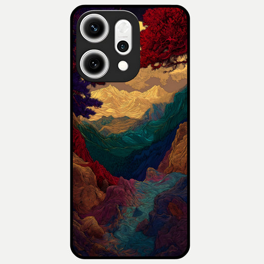  Mystic Valley Light Glass Case For Oppo Reno 14 Pro back cover – full design glossy printed glass finish