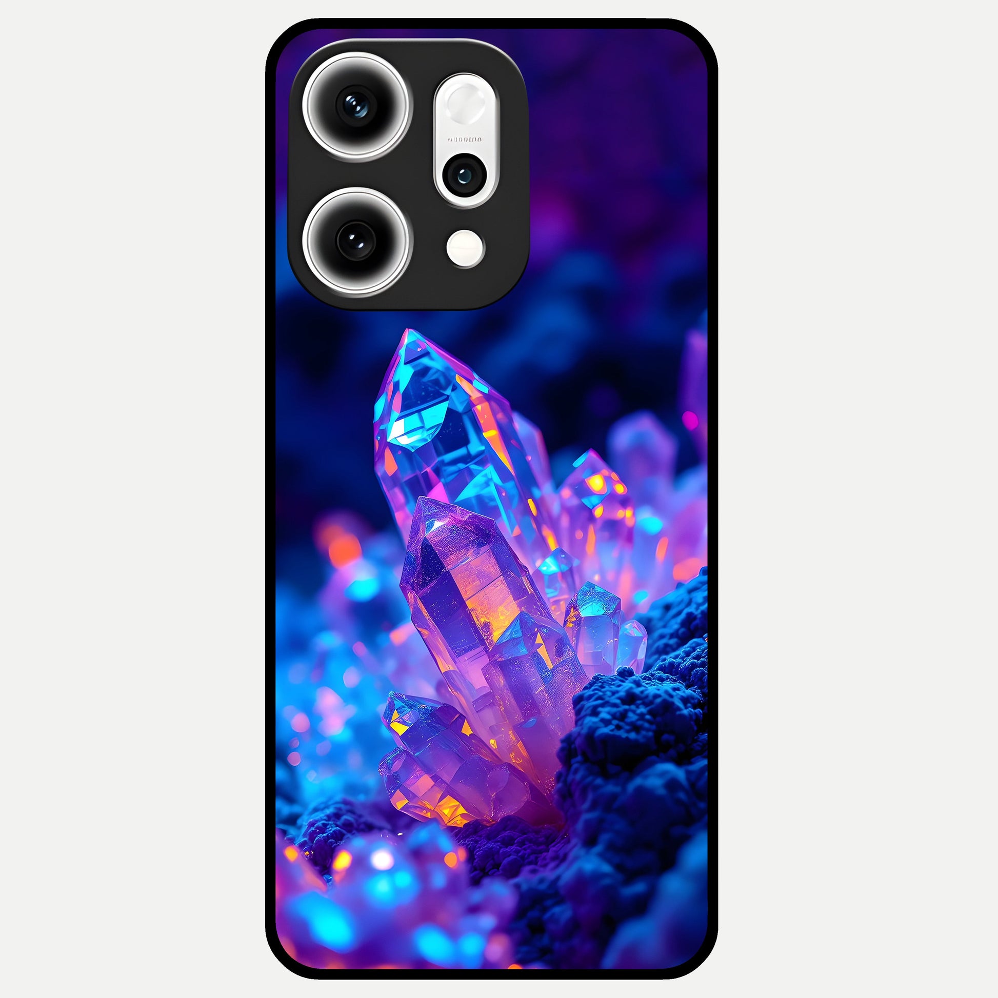  Neon Aura Shards Glass Case For Oppo Reno 14 Pro back cover – full design glossy printed glass finish