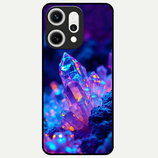  Neon Aura Shards Glass Case For Oppo Reno 14 Pro back cover – full design glossy printed glass finish