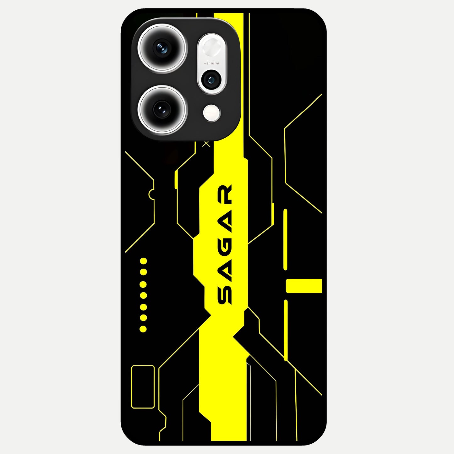  Neon CYBERPUNK Custom Name Glass Case For Oppo Reno 14 Pro back cover – full design glossy printed glass finish