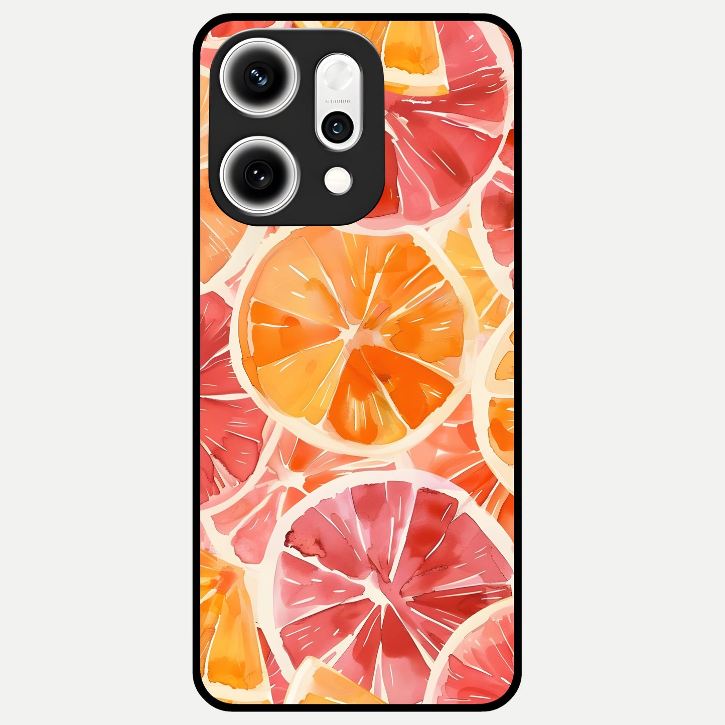  Orange Fruits Pattern Glass Case For Oppo Reno 14 Pro back cover – full design glossy printed glass finish