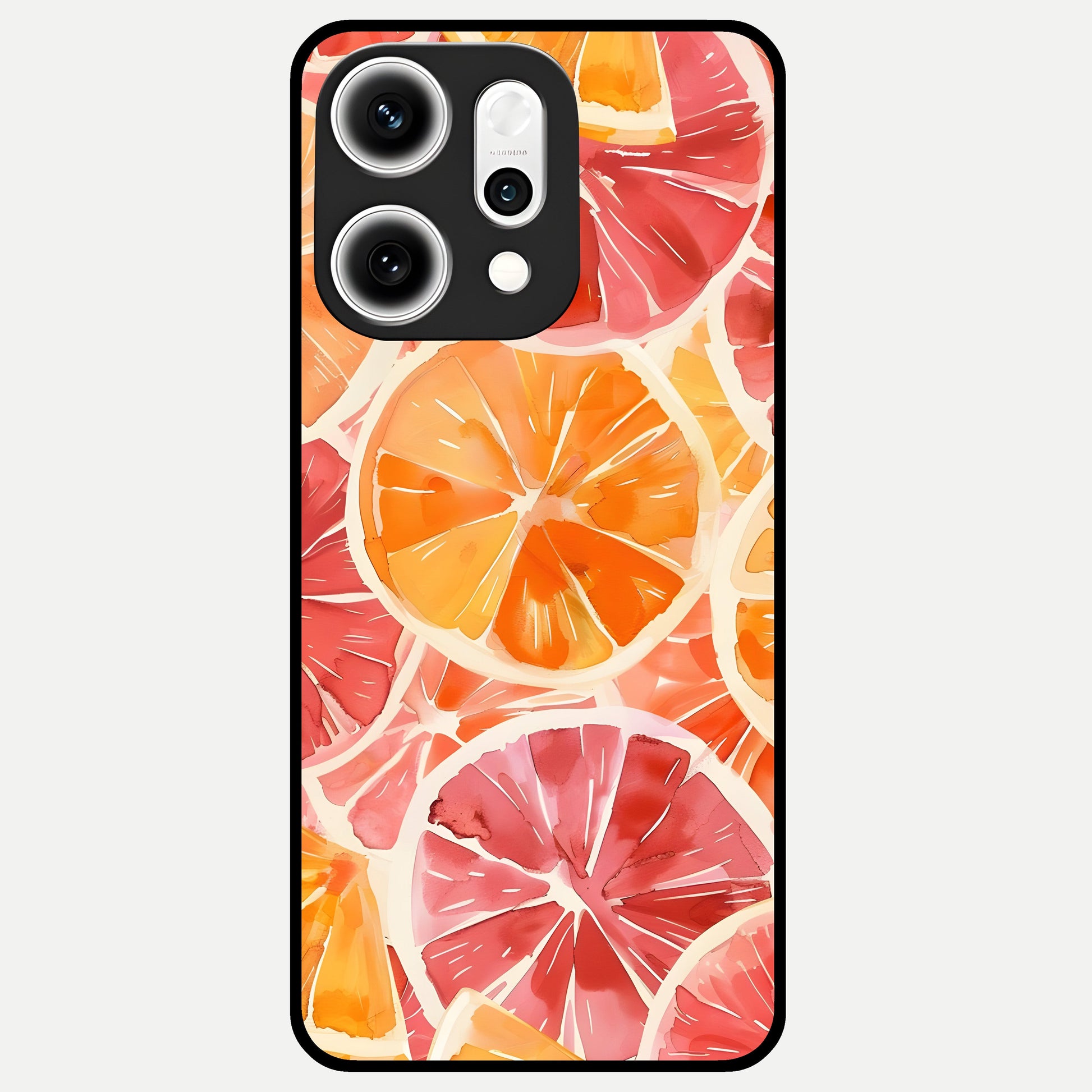  Orange Fruits Pattern Glass Case For Oppo Reno 14 Pro back cover – full design glossy printed glass finish