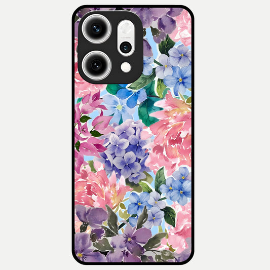  Pastel Floral Mix Glass Case For Oppo Reno 14 Pro back cover – full design glossy printed glass finish
