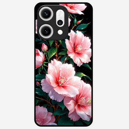  Peach Flower Glass Case For Oppo Reno 14 Pro back cover – full design glossy printed glass finish
