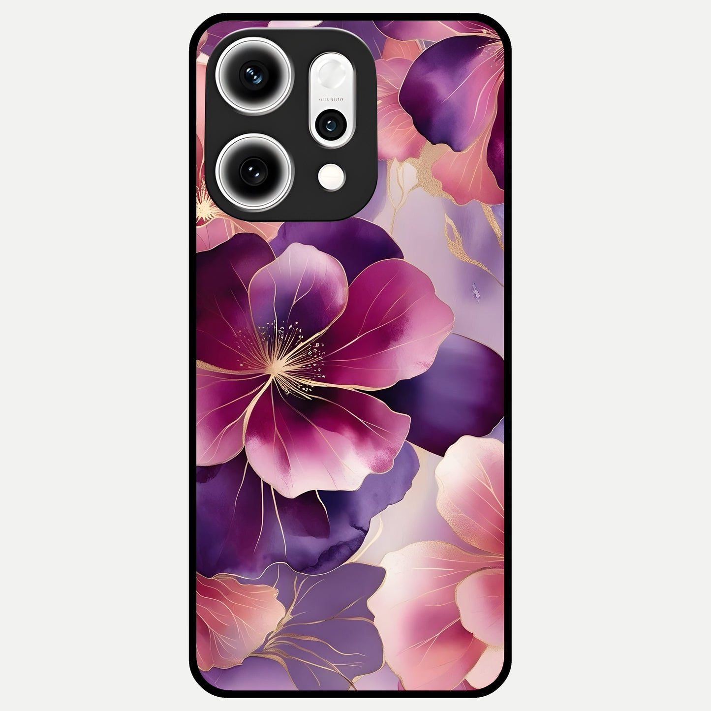  Pink Bouquet Florals Glass Case For Oppo Reno 14 Pro back cover – full design glossy printed glass finish
