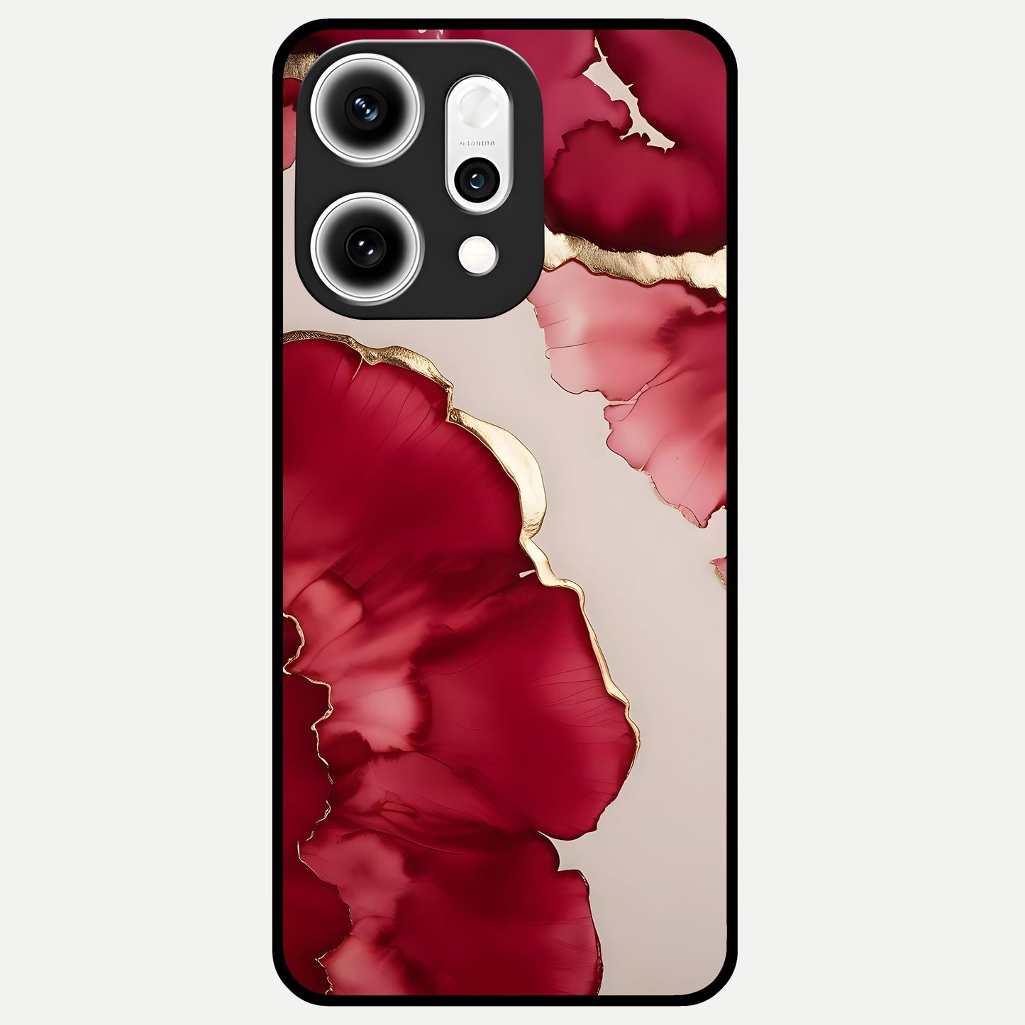  Pink And White Marble Glass Case For Oppo Reno 14 Pro back cover – full design glossy printed glass finish