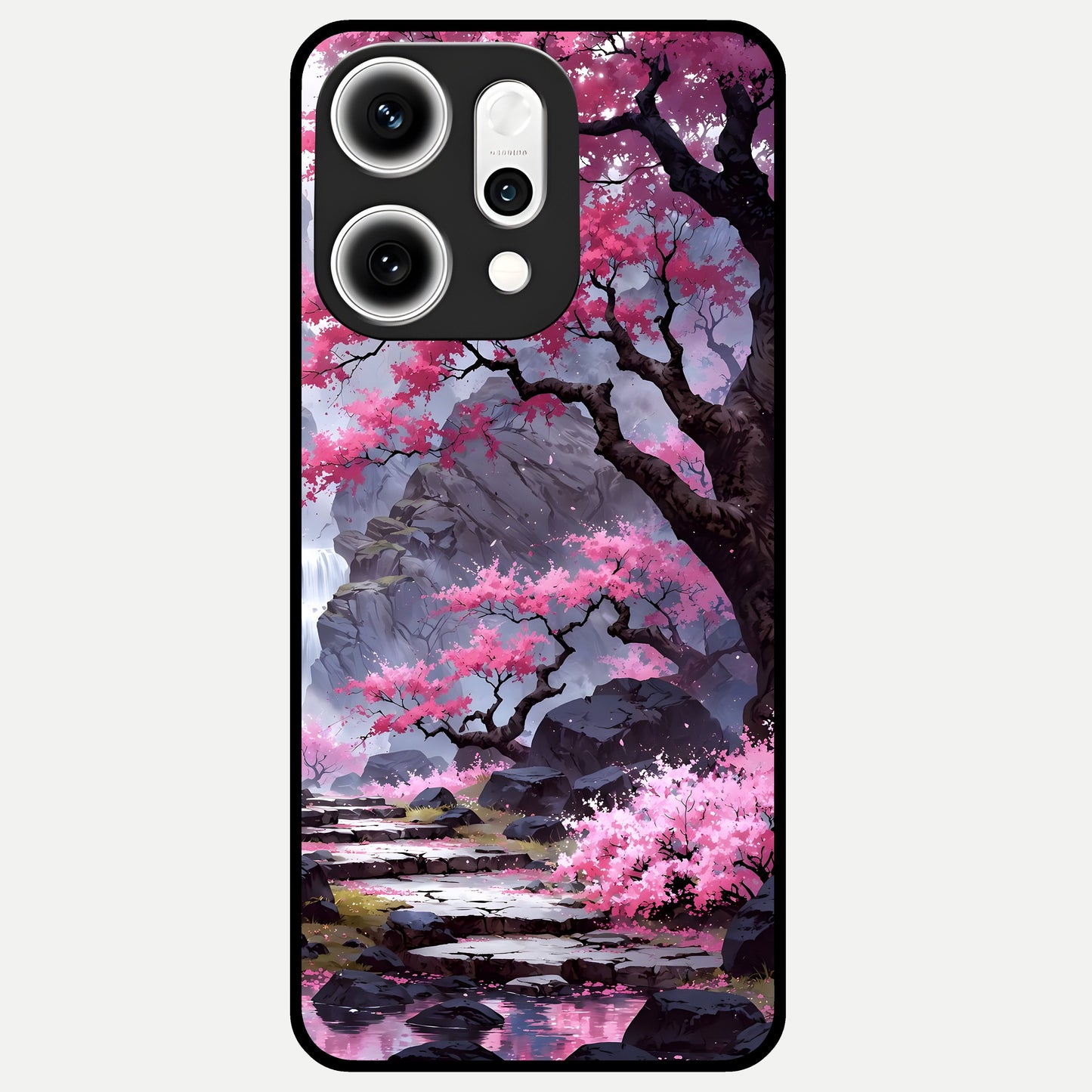  Pink Sunflower Glow Glass Case For Oppo Reno 14 Pro back cover – full design glossy printed glass finish