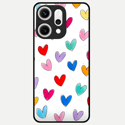  Playful Love Doodles Glass Case For Oppo Reno 14 Pro back cover – full design glossy printed glass finish
