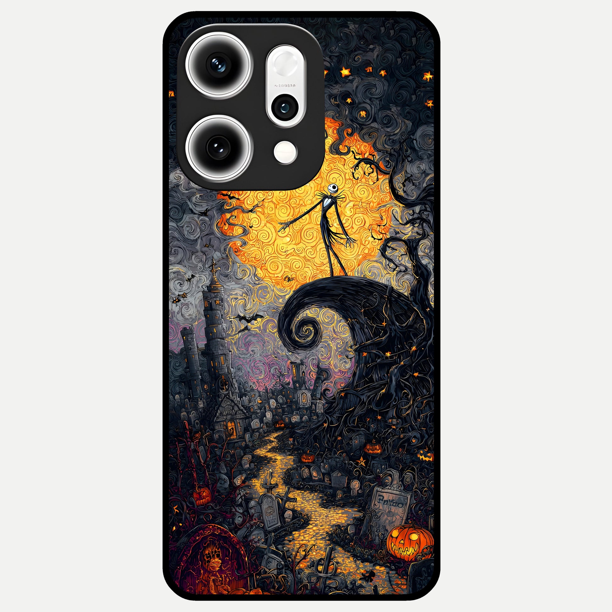  Pumpkin Moonlight Tale Glass Case For Oppo Reno 14 Pro back cover – full design glossy printed glass finish