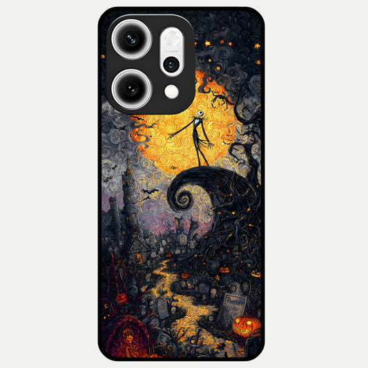  Pumpkin Moonlight Tale Glass Case For Oppo Reno 14 Pro back cover – full design glossy printed glass finish