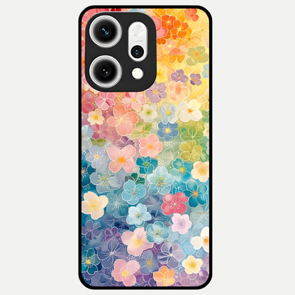  Rainbow Blossom Burst Glass Case For Oppo Reno 14 Pro back cover – full design glossy printed glass finish