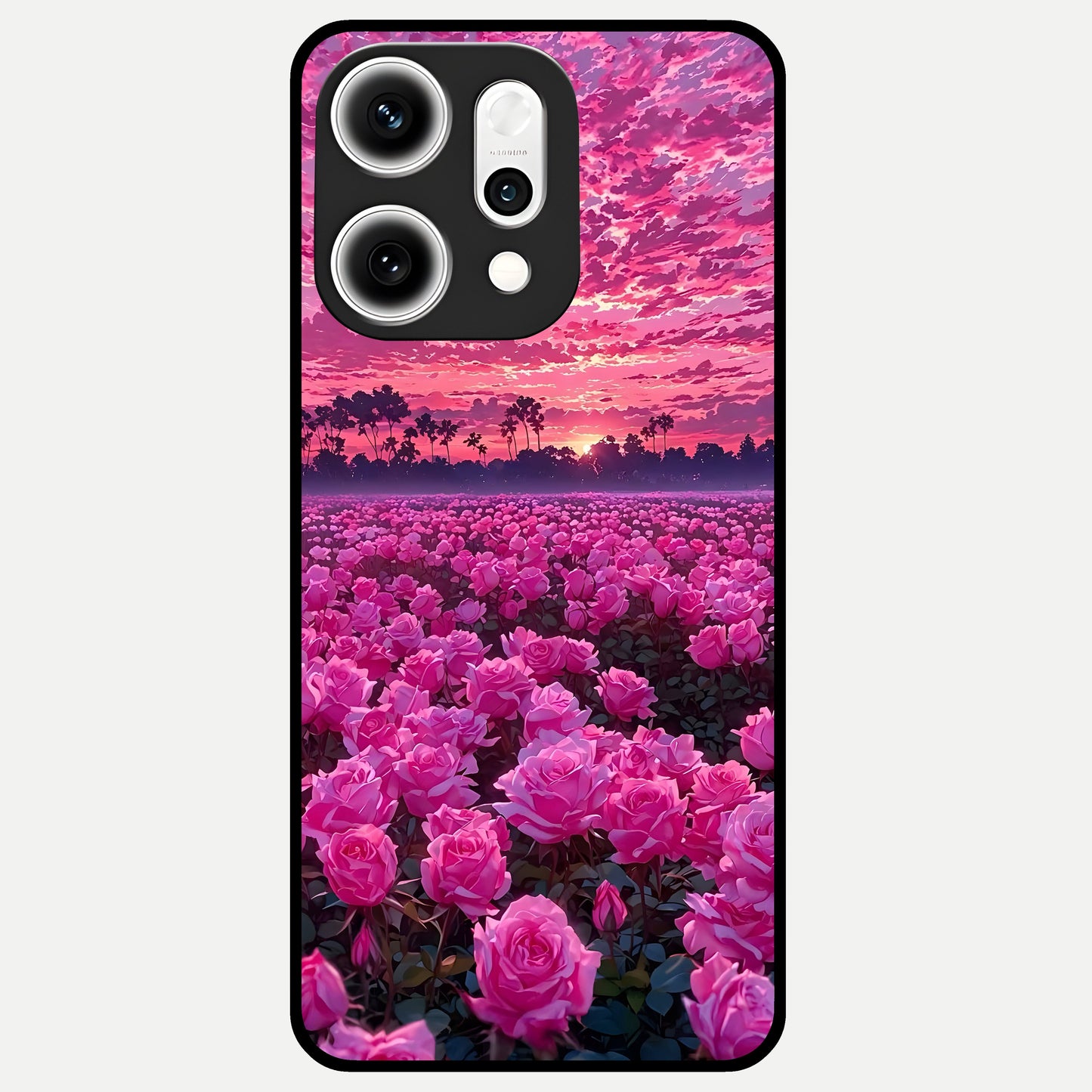  Rose Sunset Valley Glass Case For Oppo Reno 14 Pro back cover – full design glossy printed glass finish