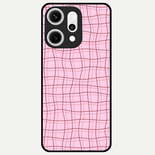  Soft Grid Bliss Glass Case For Oppo Reno 14 Pro back cover – full design glossy printed glass finish