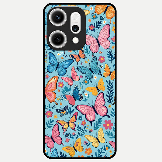  Spring Wing Garden Glass Case For Oppo Reno 14 Pro back cover – full design glossy printed glass finish