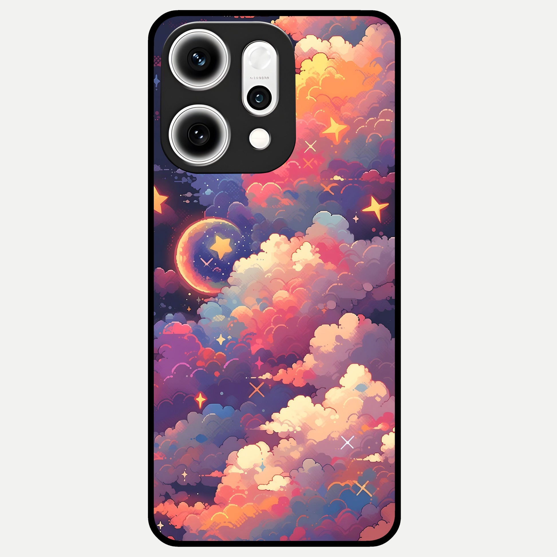  Starlit Dream Clouds Glass Case For Oppo Reno 14 Pro back cover – full design glossy printed glass finish