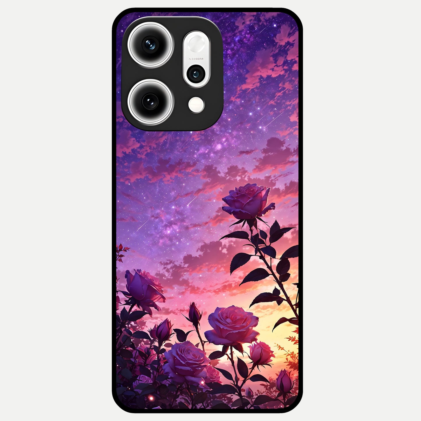 Starlit Rose Twilight Glass Case For Oppo Reno 14 Pro back cover – full design glossy printed glass finish