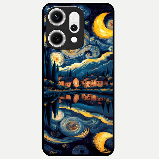  Starry Sky Serenity Glass Case For Oppo Reno 14 Pro back cover – full design glossy printed glass finish