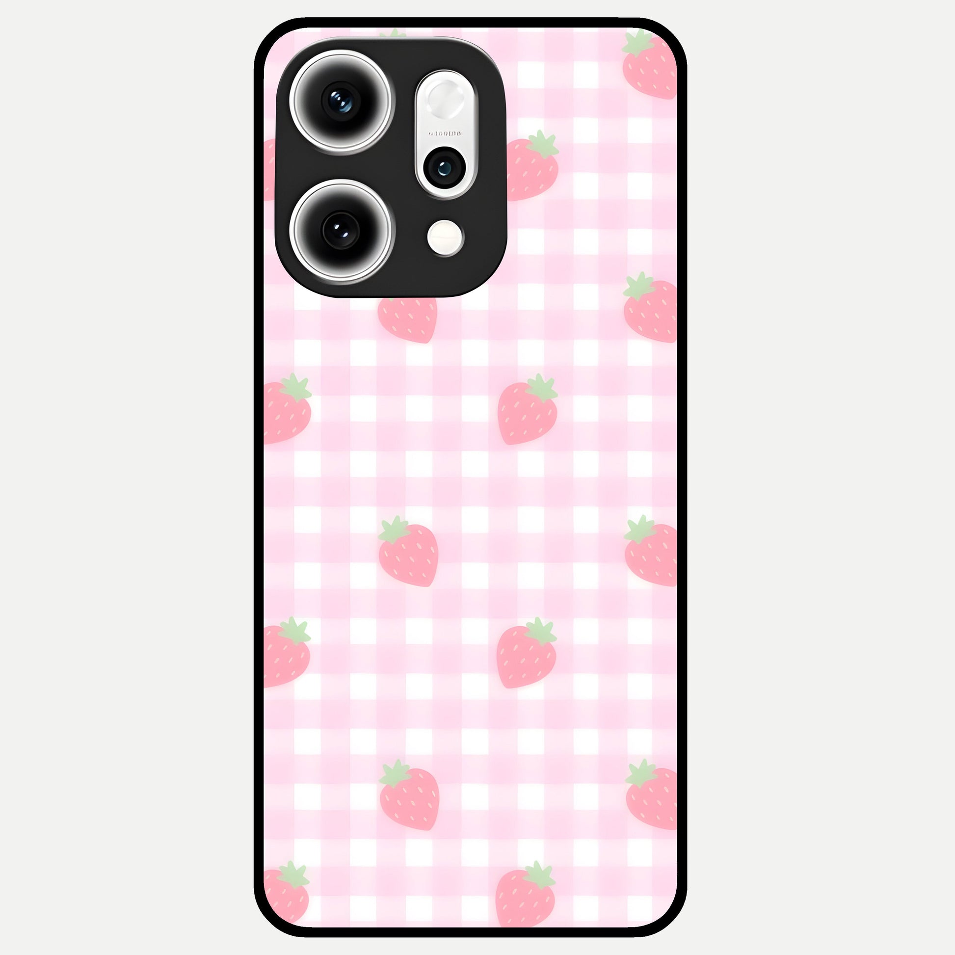  Strawberry Picnic Love Glass Case For Oppo Reno 14 Pro back cover – full design glossy printed glass finish