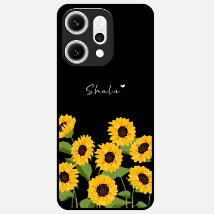  Sunflower Sky Bloom Glass Case For Oppo Reno 14 Pro back cover – full design glossy printed glass finish