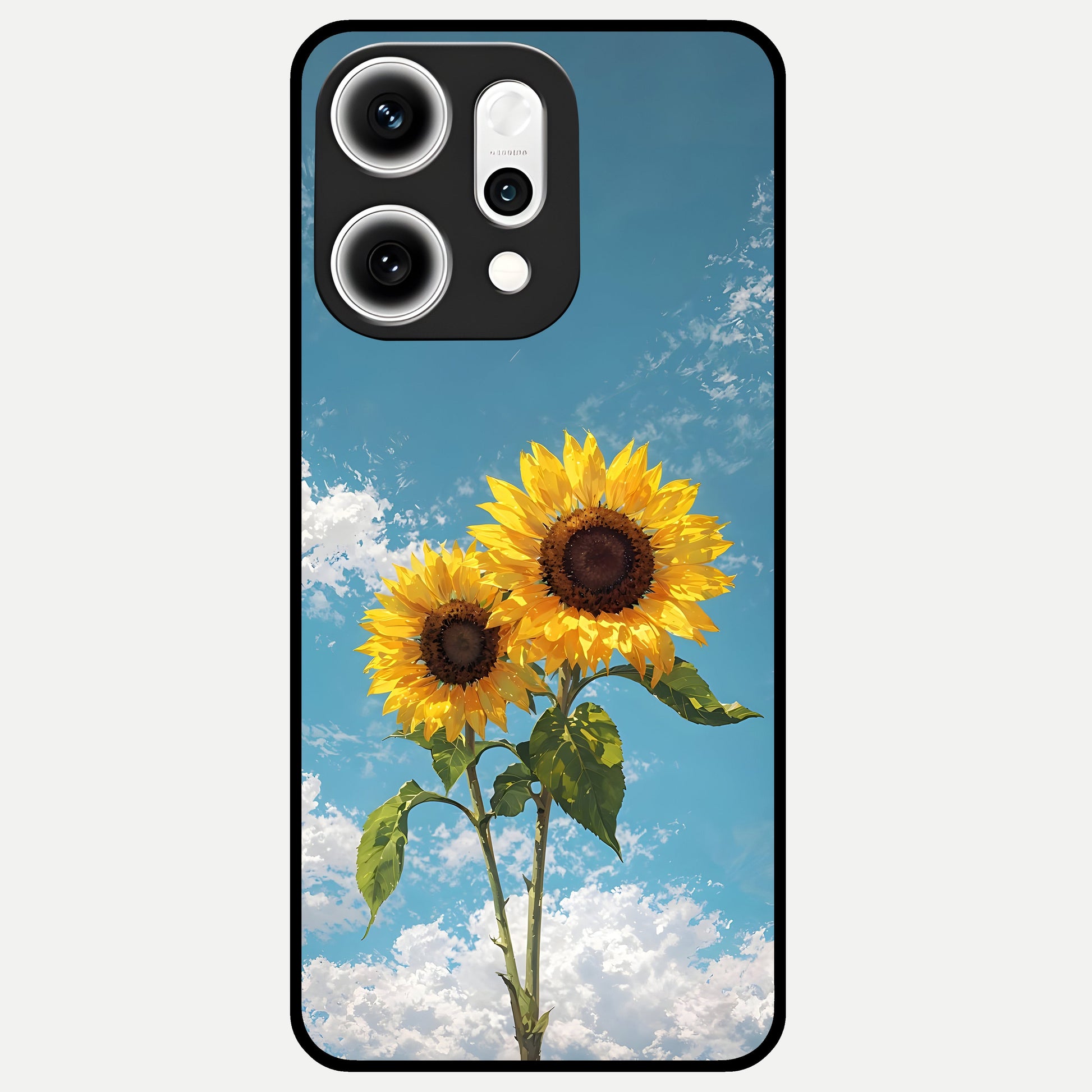  Sunlit Daisy Glow Glass Case For Oppo Reno 14 Pro back cover – full design glossy printed glass finish